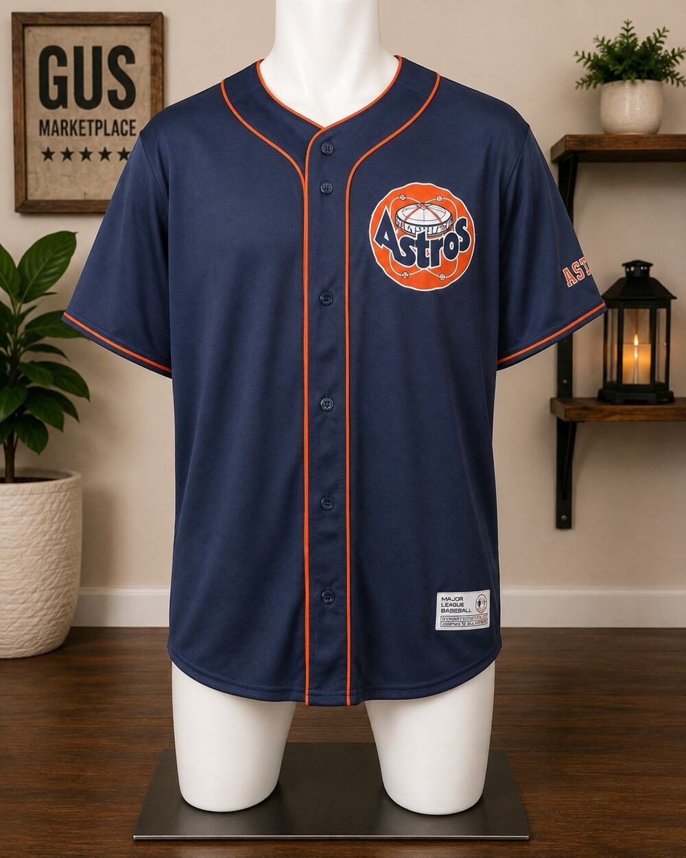 Houston Astros True Fan Dynasty Series MLB Jersey Men's 2XL Retro Logo Button Up